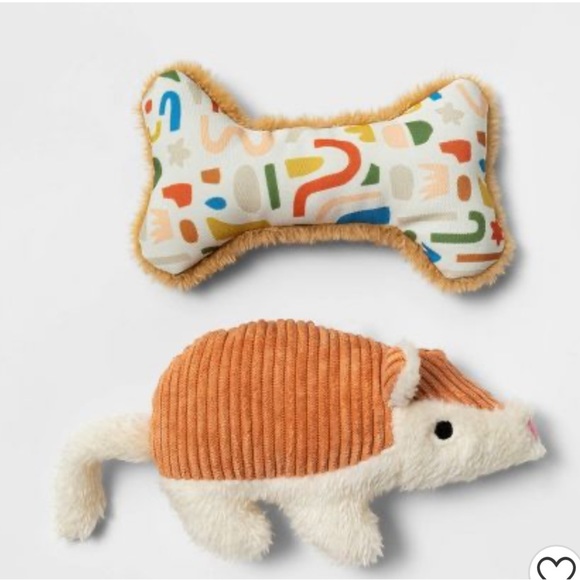 boots & barkley Other - PLUSH Bone & Armadillo Dog Toy Set - 2pk - Boots & Barkley rare hard to find new